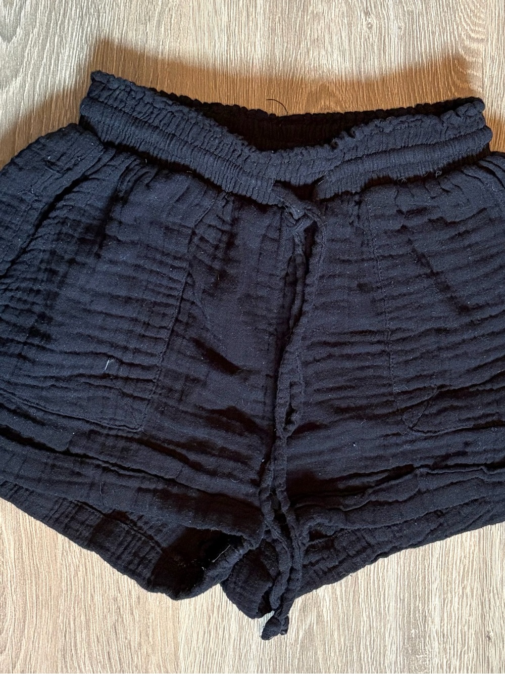 Women’s Black Linen Drawstring Shorts